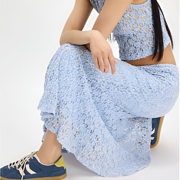 Free People Blue Lace Laney Midi Skirt - Picture 2 of 12